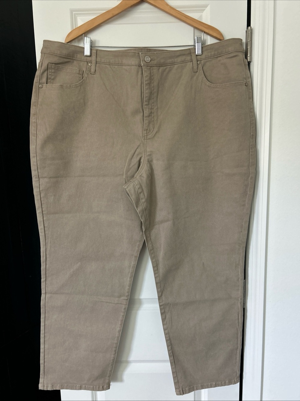 Terra & Sky Women's High Rise Straight Jeans, 24w- Beige- NWT